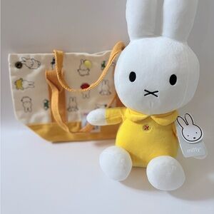 miffy Yellow & White Plush Bunny with Patterned Tote